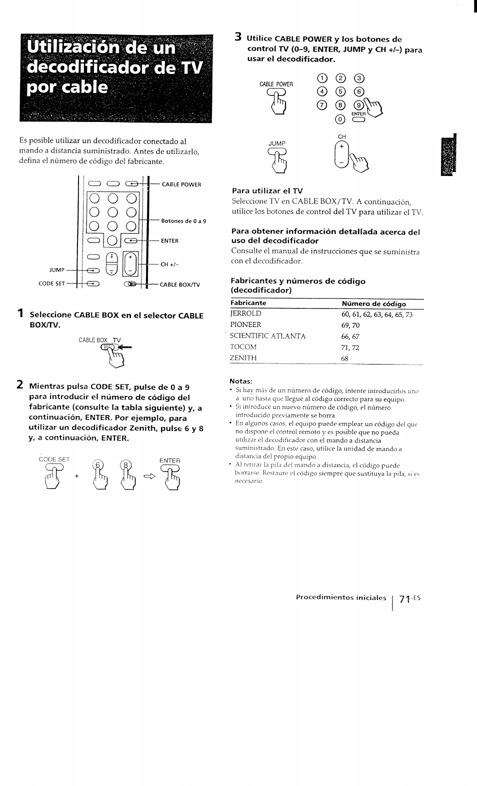 Ütilíizációh dé úh décodífícador de tv por cable | Sony KP-41T15 User Manual | Page 70 / 73