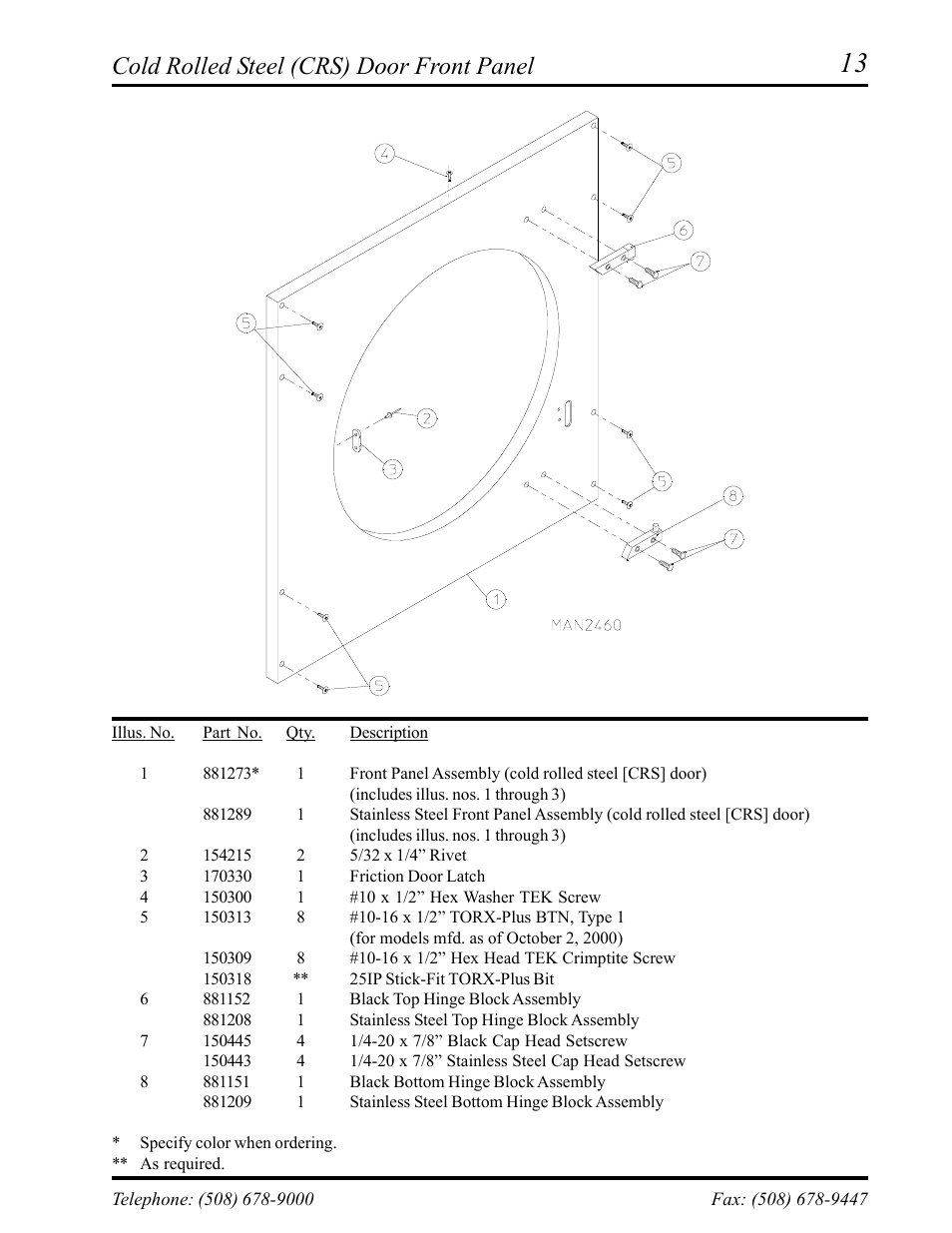 Cold rolled steel (crs) door front panel | American Dryer Corp. AD-75D II User Manual | Page 15 / 50