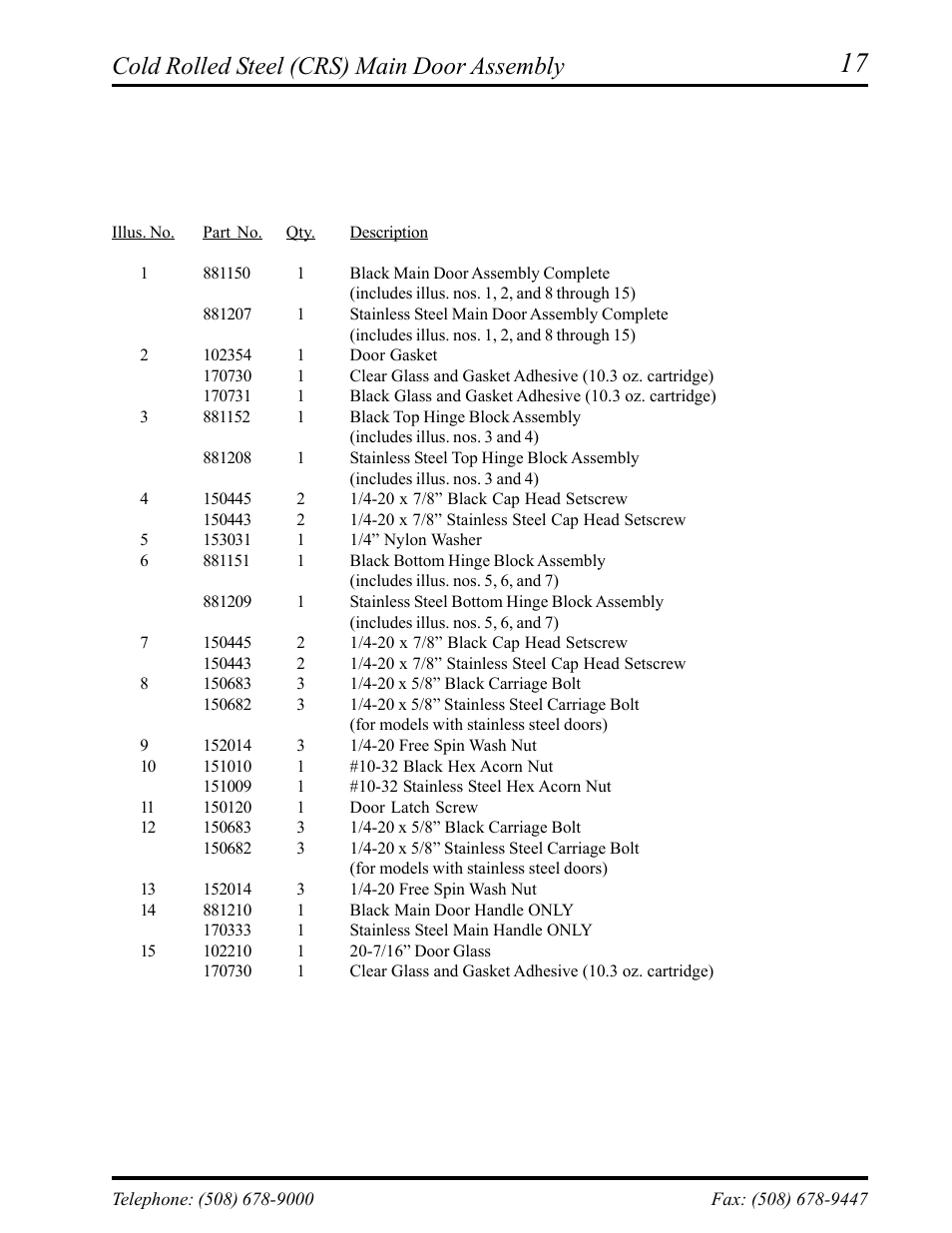 Cold rolled steel (crs) main door assembly | American Dryer Corp. AD-75D II User Manual | Page 19 / 50