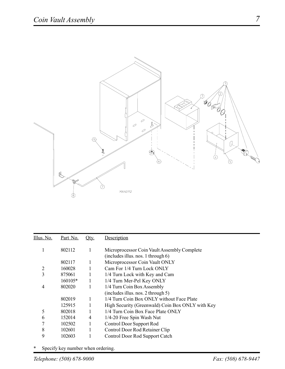 Coin vault assembly | American Dryer Corp. AD-75D II User Manual | Page 9 / 50