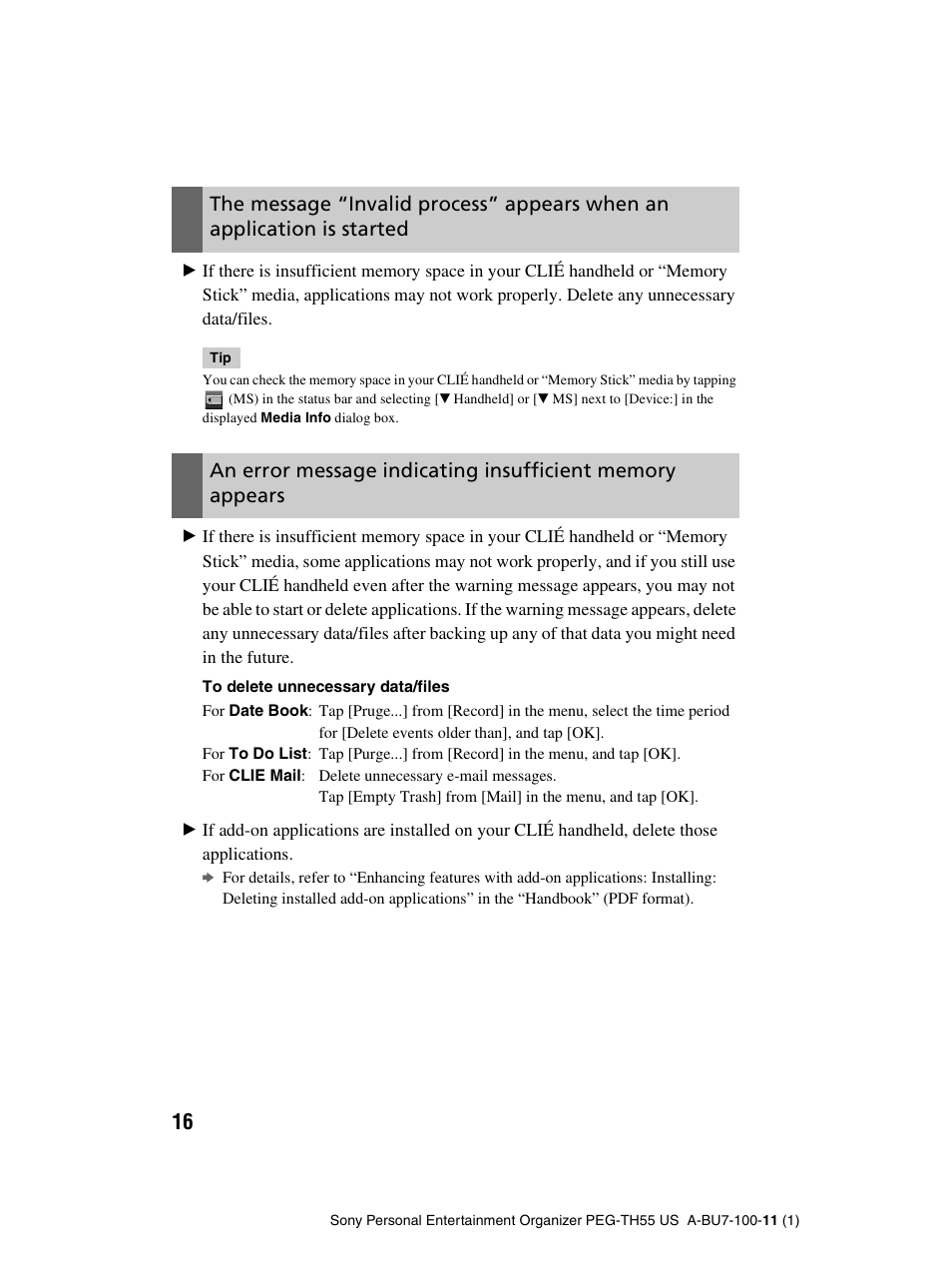 Sony PEG-TH55 User Manual | Page 16 / 60