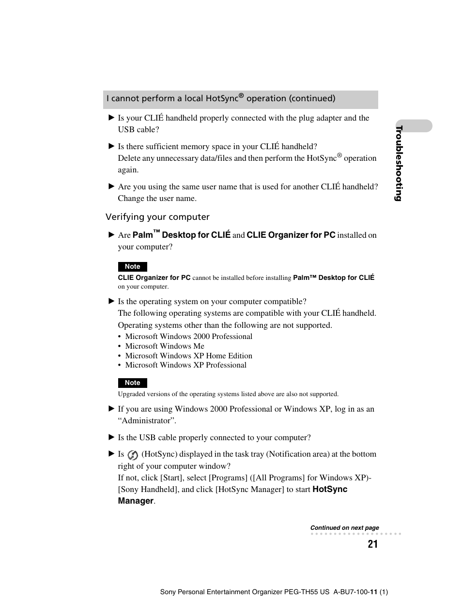 Sony PEG-TH55 User Manual | Page 21 / 60