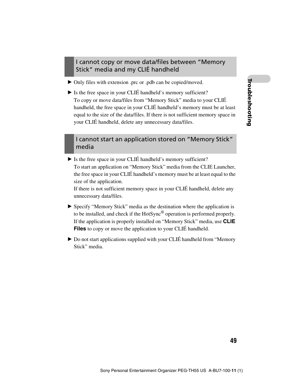 Sony PEG-TH55 User Manual | Page 49 / 60