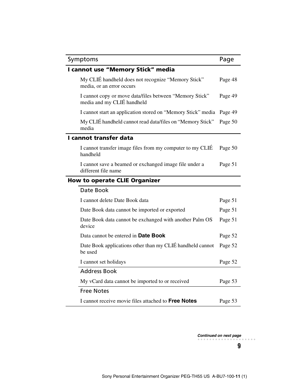 Sony PEG-TH55 User Manual | Page 9 / 60