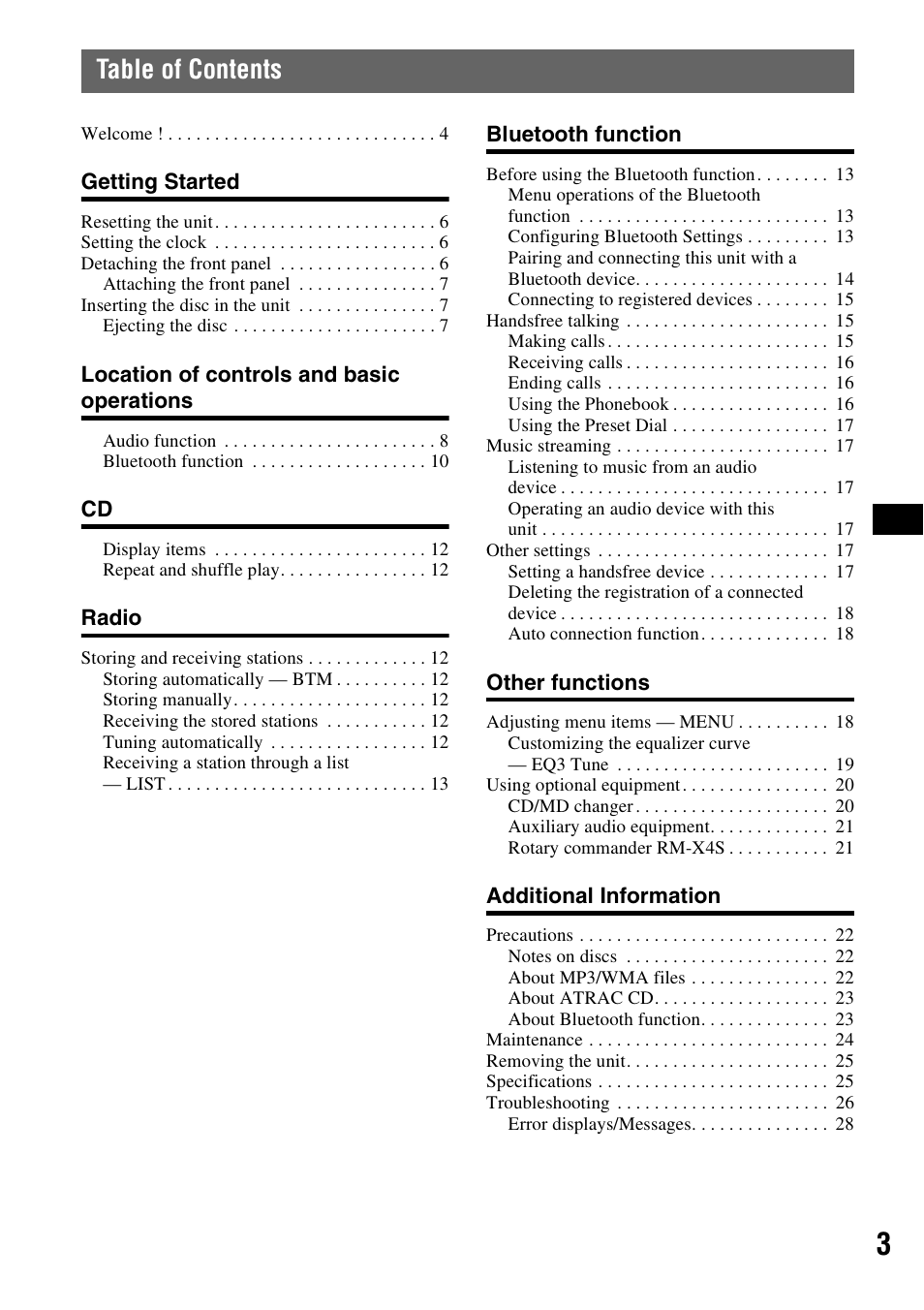 Sony MEX-BT5000 User Manual | Page 3 / 96