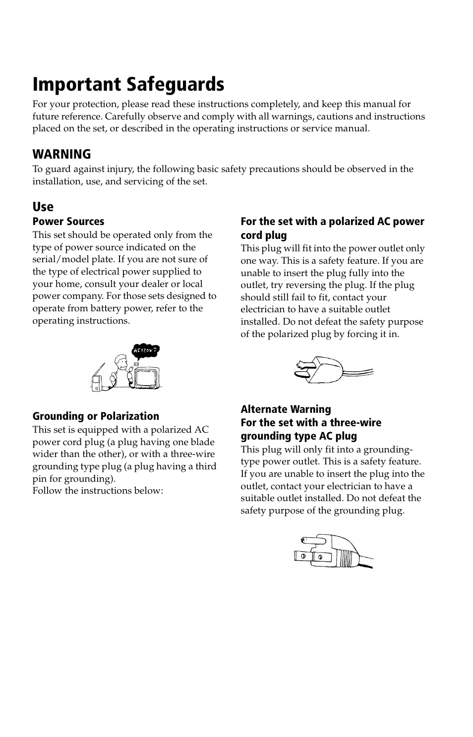 Important safeguards | Sony KV-27FV17 User Manual | Page 5 / 64