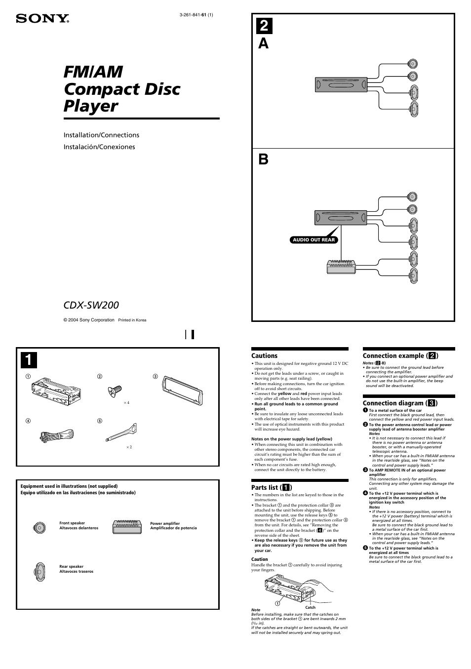 Sony CDX-SW200 User Manual | 4 pages