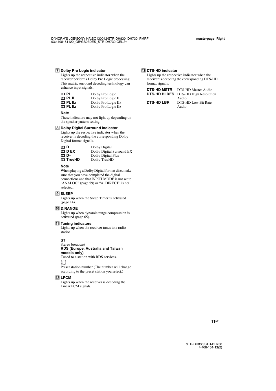 Sony STRDH830 User Manual | Page 11 / 88