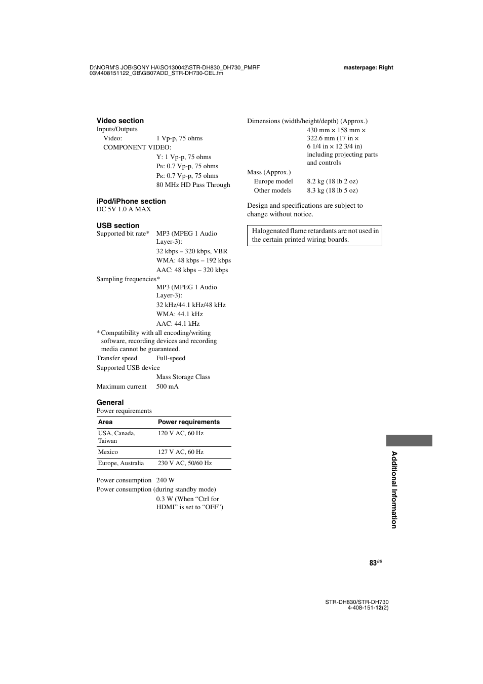 Sony STRDH830 User Manual | Page 83 / 88