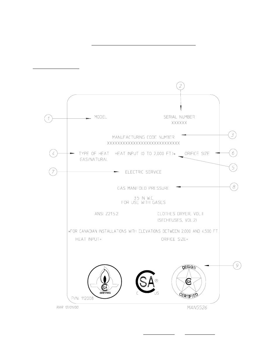 Data label information | American Dryer Corp. Extended Side Panels AD-120ES III User Manual | Page 61 / 68