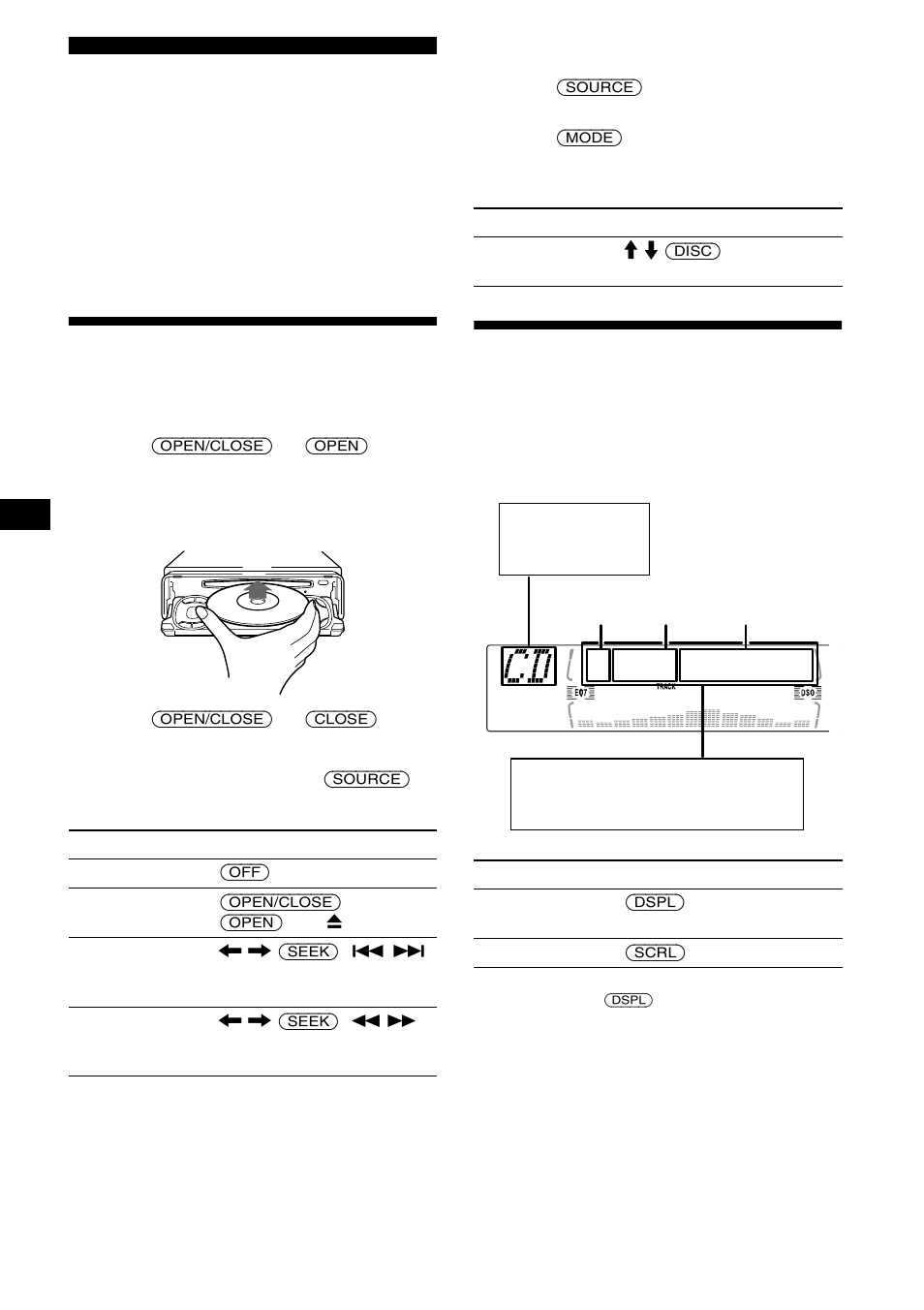Cd player cd/md unit (optional), Playing a disc, Display items | Playing a disc display items, On 10 | Sony CDX-M670 User Manual | Page 10 / 108