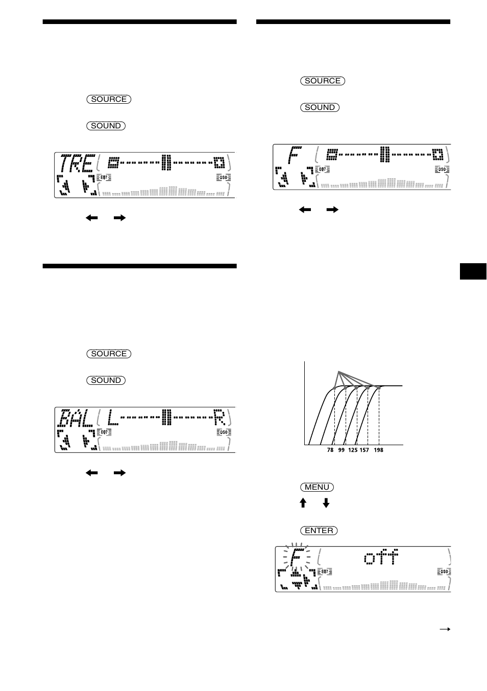 Adjusting the treble (cdx- m670/m620 only), Adjusting the balance (fad) (cdx-m670/m620 only), Adjusting the treble | Cdx-m670/m620 only), Adjusting the balance (fad), Adjusting the front and rear volume, Cdx-m770 only) | Sony CDX-M670 User Manual | Page 21 / 108