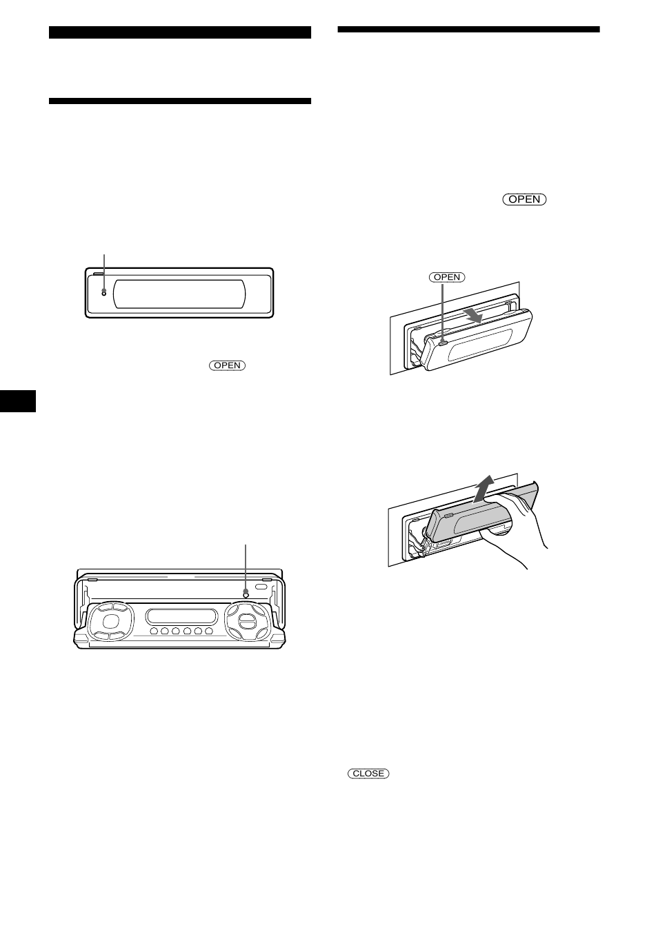 Préparation, Réinitialisation de l’appareil, Dépose de l’écran mobile | Sony CDX-M670 User Manual | Page 42 / 108