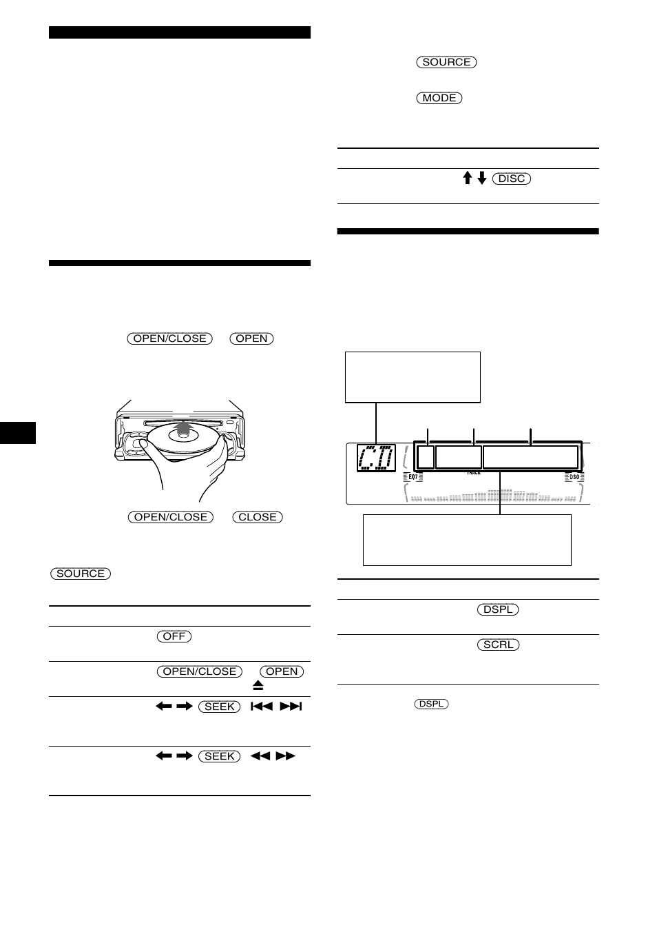 Reproductor de cd unidad de cd/md (opcional), Reproducción de discos, Elementos del visualizador | Reproducción de discos elementos del visualizador | Sony CDX-M670 User Manual | Page 80 / 108