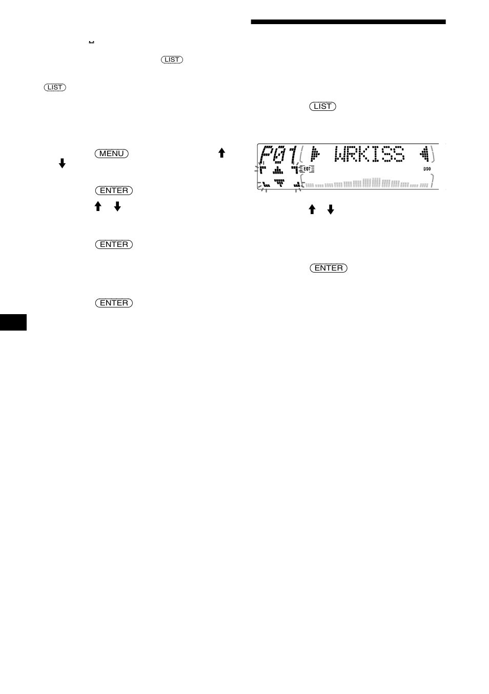 Sintonización de emisoras mediante lista, Listado | Sony CDX-M670 User Manual | Page 86 / 108