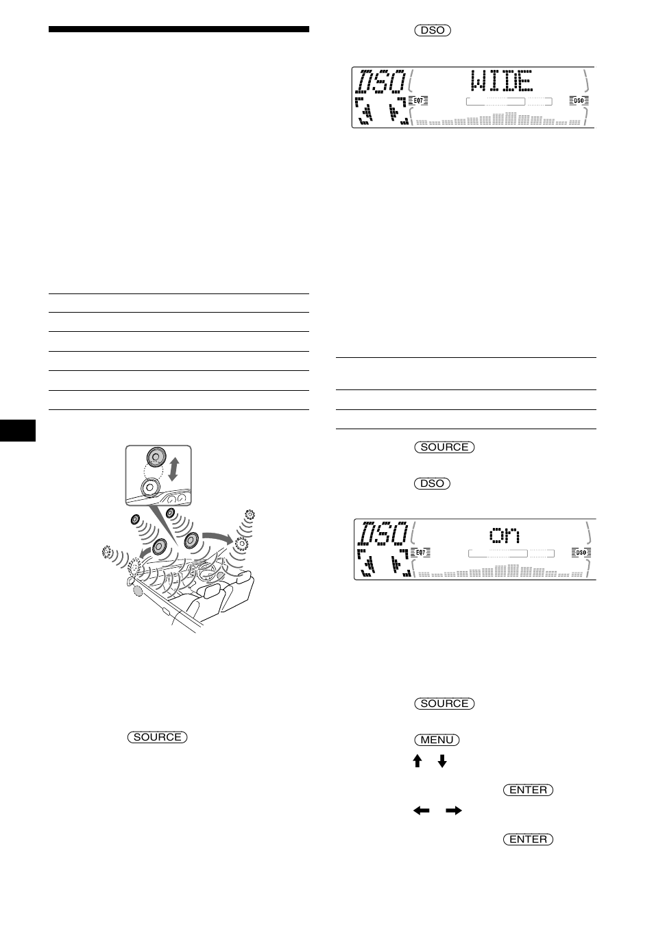 Ajuste del menú de sonido de baja frecuencia, Organizador de sonido de baja frecuencia, Dinámico (dso) | 18 ajuste del menú de sonido de baja frecuencia | Sony CDX-M670 User Manual | Page 88 / 108