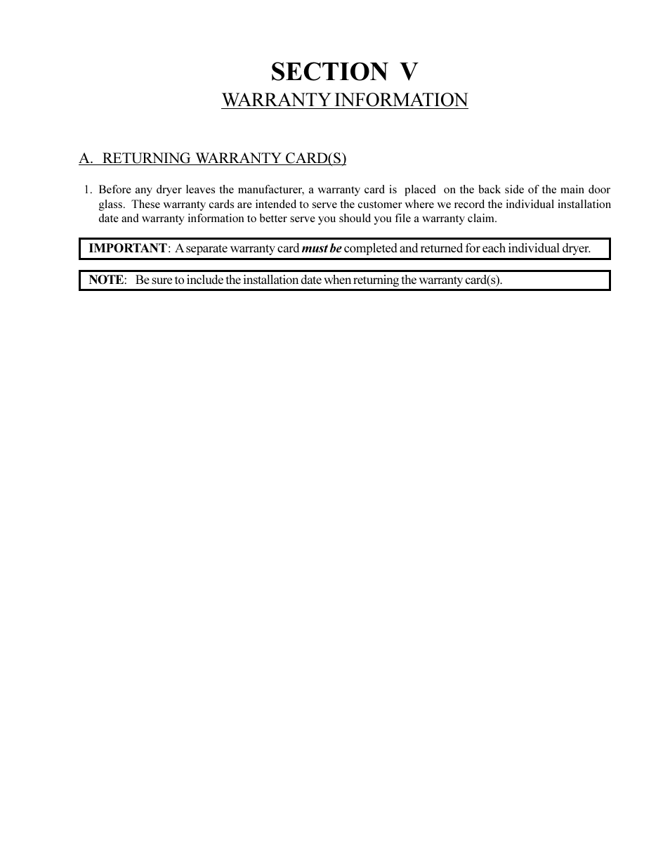 Warranty information | American Dryer Corp. MD-170 User Manual | Page 43 / 72