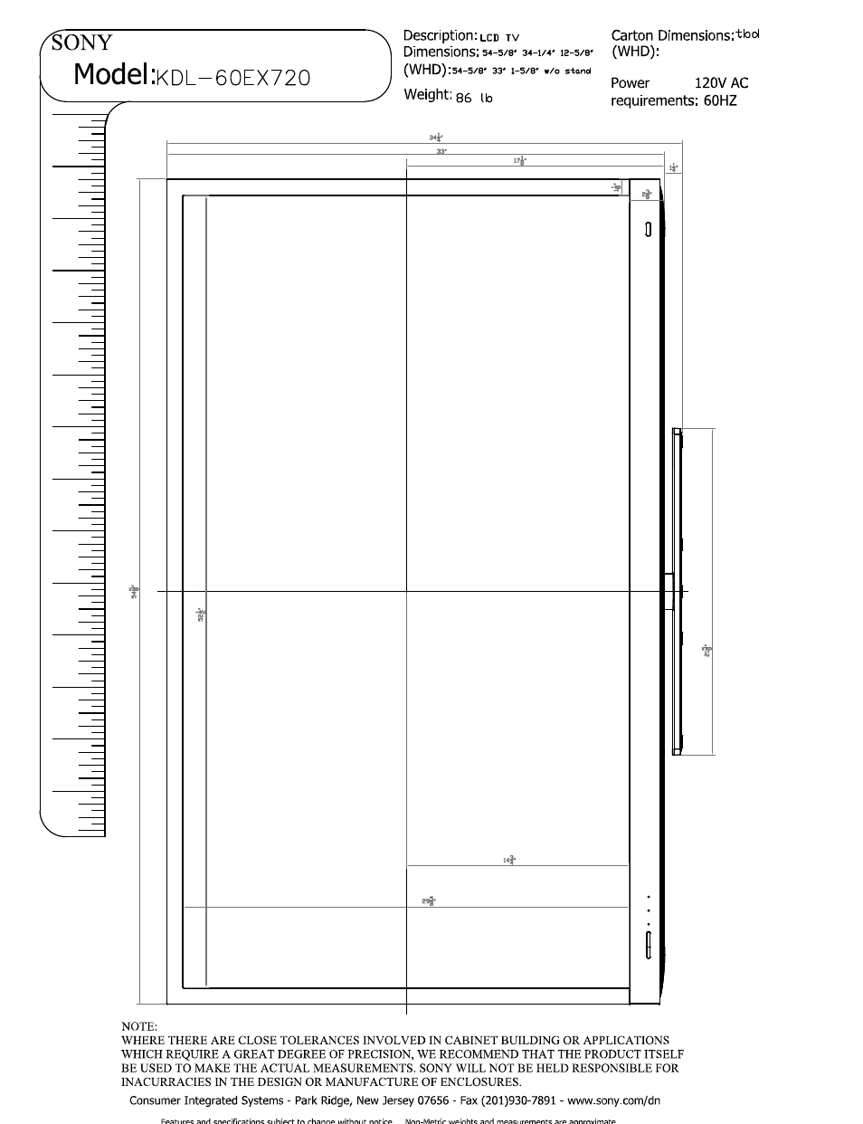 Sony KDL-60EX720 User Manual | 5 pages