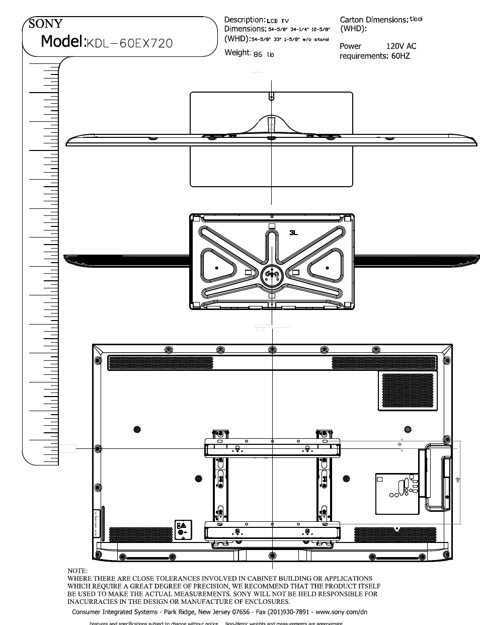 Model | Sony KDL-60EX720 User Manual | Page 5 / 5