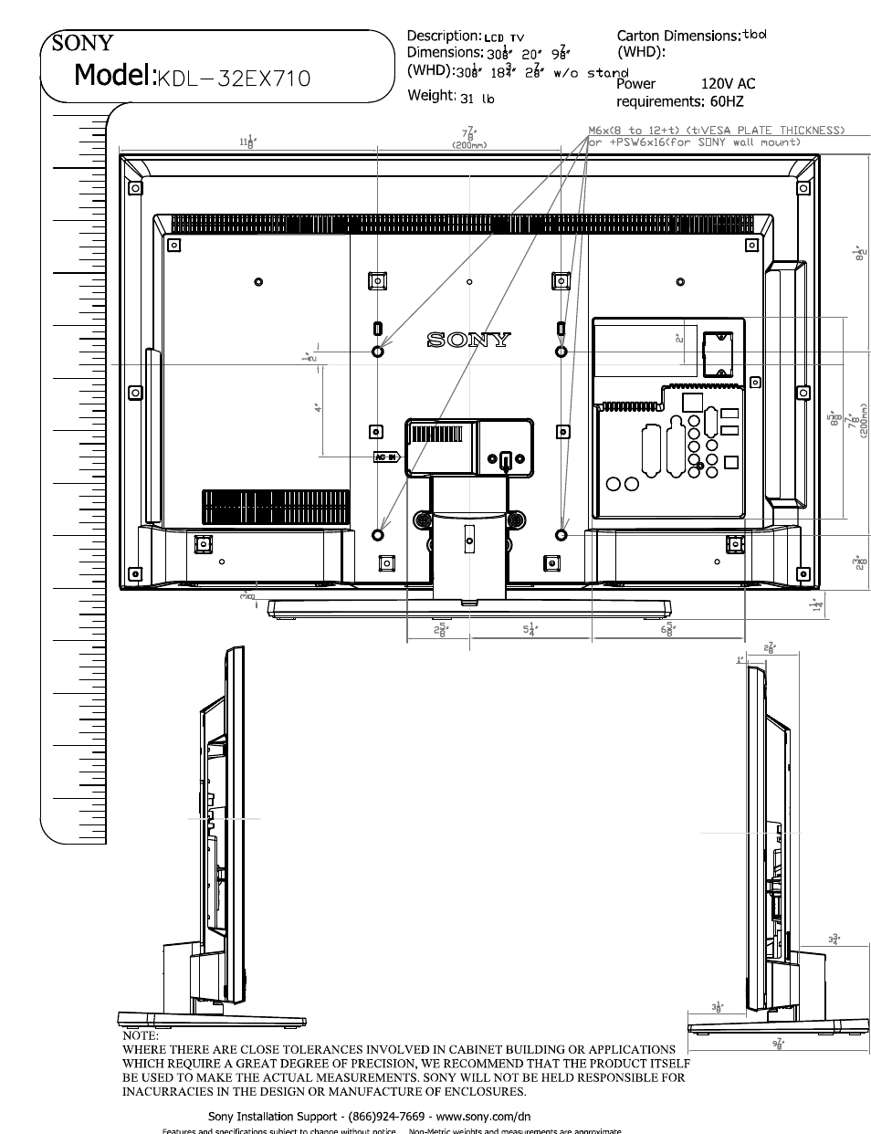 Model | Sony KDL-32EX710 User Manual | Page 2 / 4