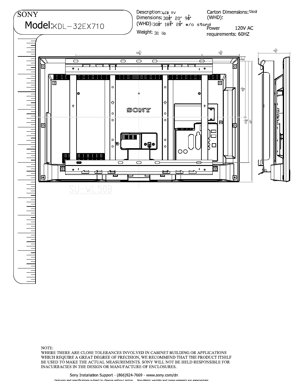 Model | Sony KDL-32EX710 User Manual | Page 4 / 4