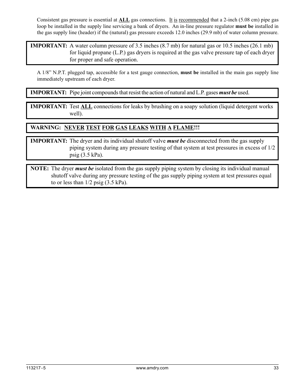 American Dryer Corp. AD/ML-310 User Manual | Page 33 / 54