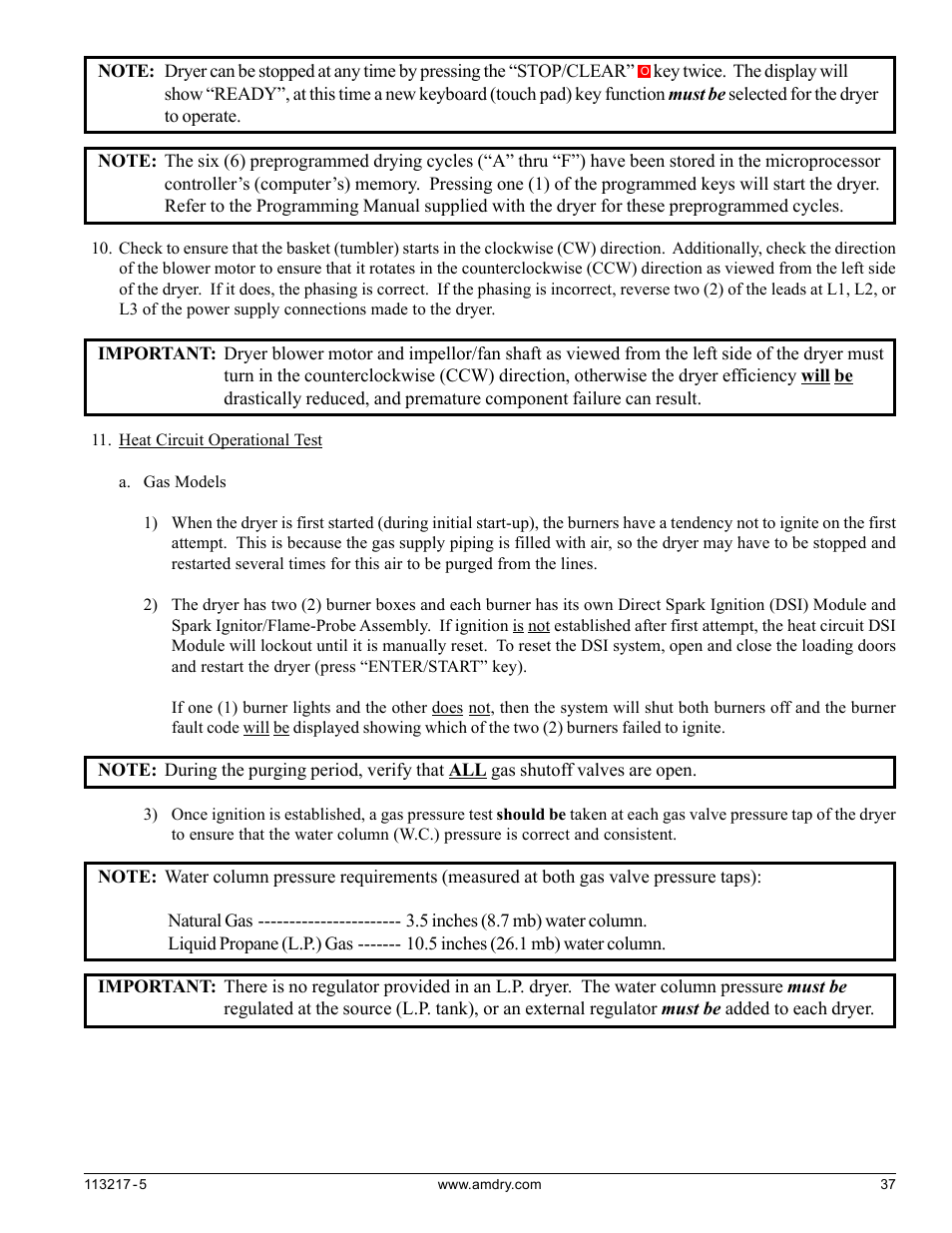 American Dryer Corp. AD/ML-310 User Manual | Page 37 / 54