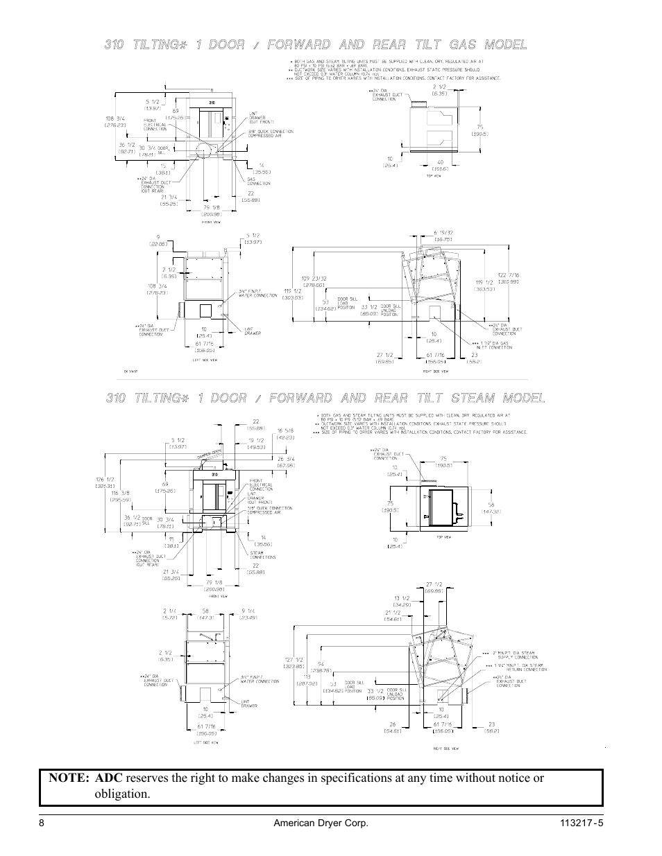 American Dryer Corp. AD/ML-310 User Manual | Page 8 / 54