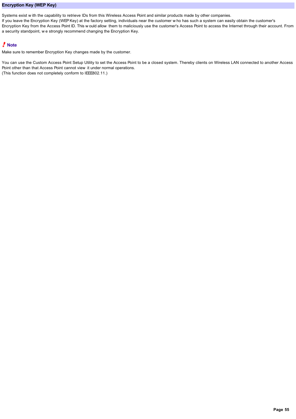 Encryption key (wep key) | Sony PCWA-A200 User Manual | Page 55 / 61