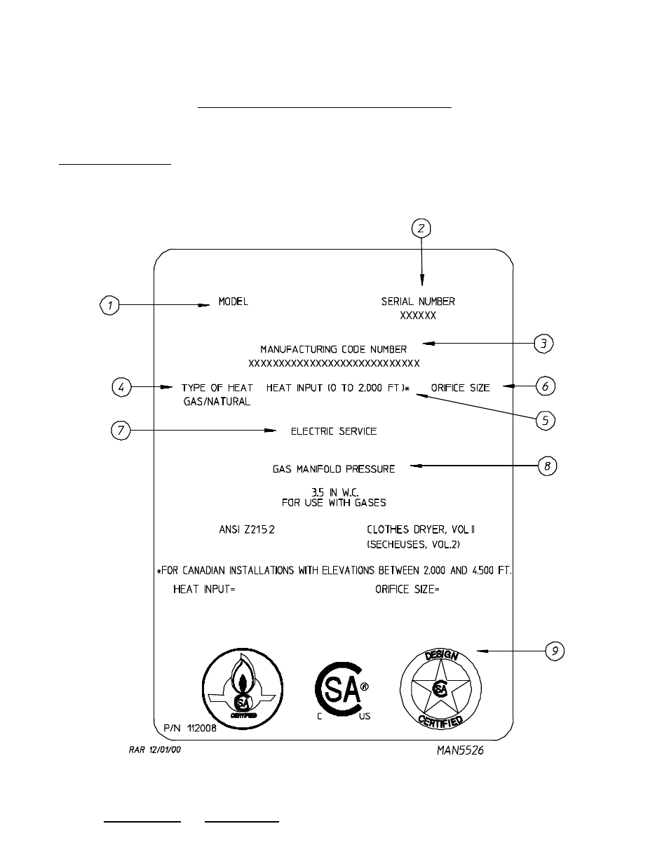 Data label information | American Dryer Corp. ML-310 User Manual | Page 58 / 81