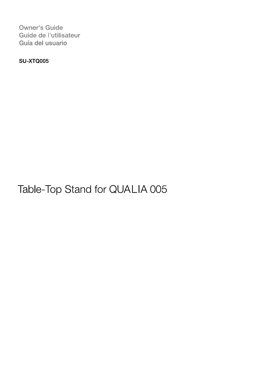 Sony SU-XTQ005 User Manual | 28 pages