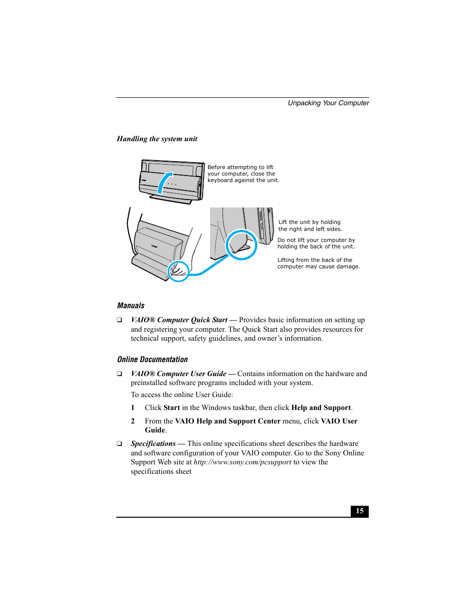 Sony PCV-W700G User Manual | Page 15 / 40