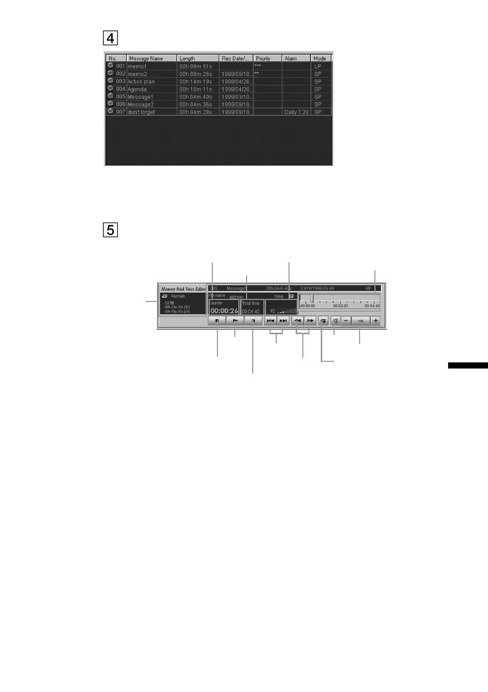 4message list box | Sony ICD-MS1 User Manual | Page 45 / 72