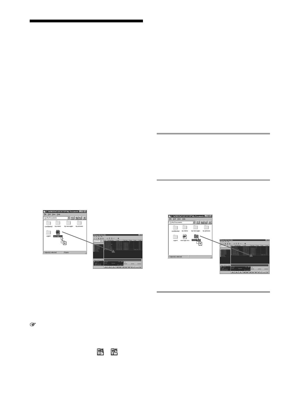 Adding messages or folders | Sony ICD-MS1 User Manual | Page 52 / 72