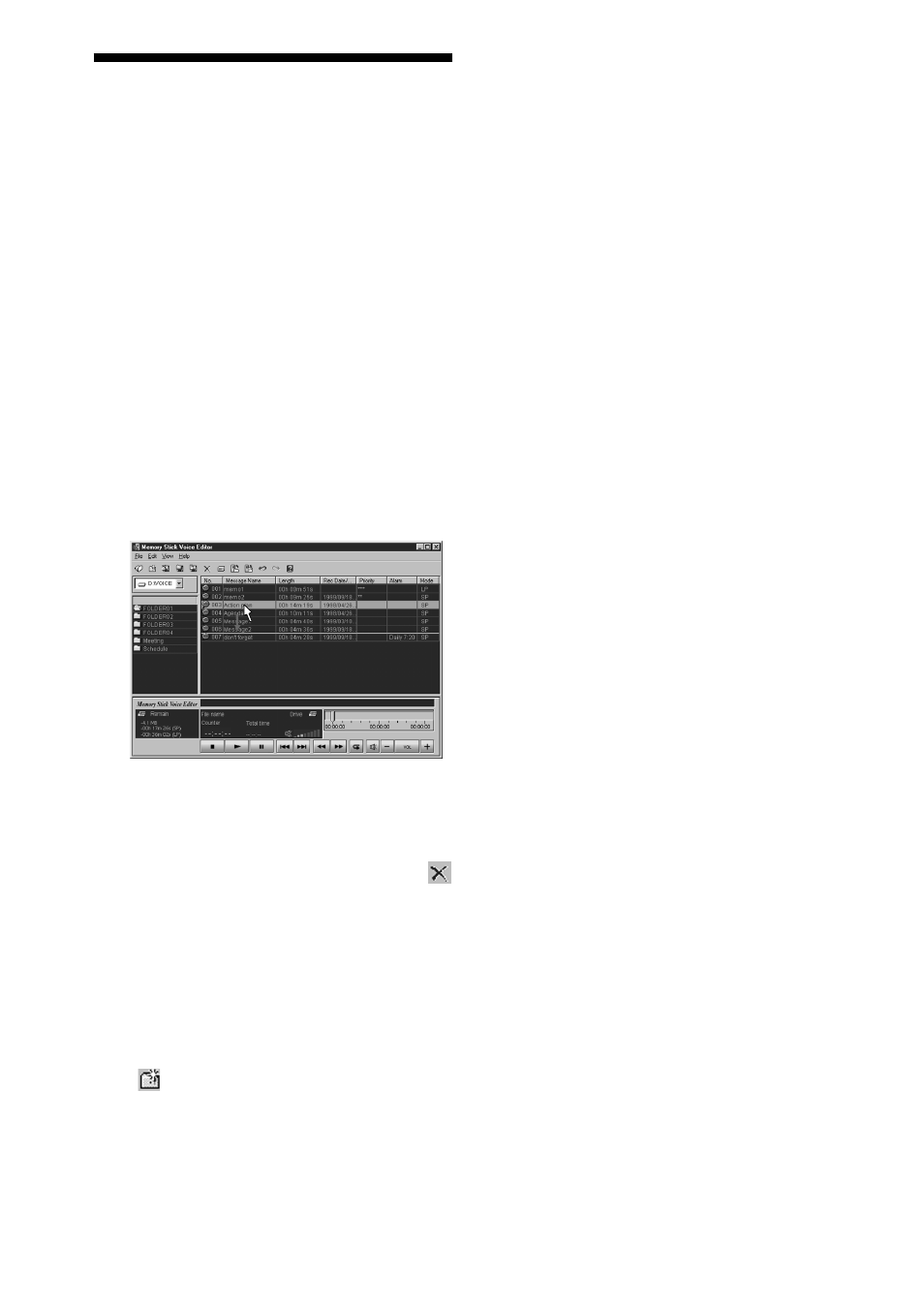 54 changing the message or folder name, Moving a message or a folder, Deleting a message or a folder | Creating a folder | Sony ICD-MS1 User Manual | Page 54 / 72