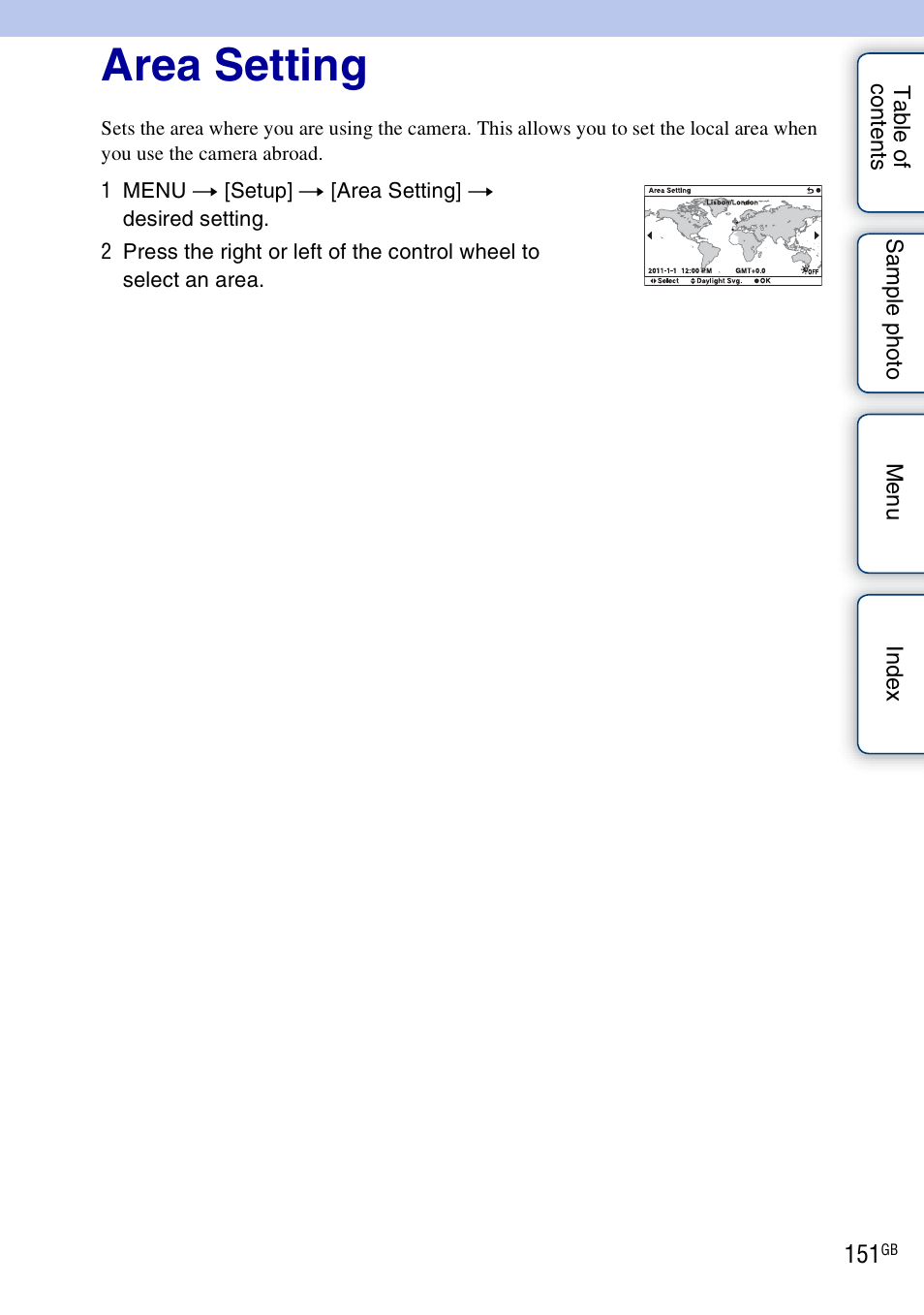 Area setting | Sony NEX-7K User Manual | Page 151 / 211