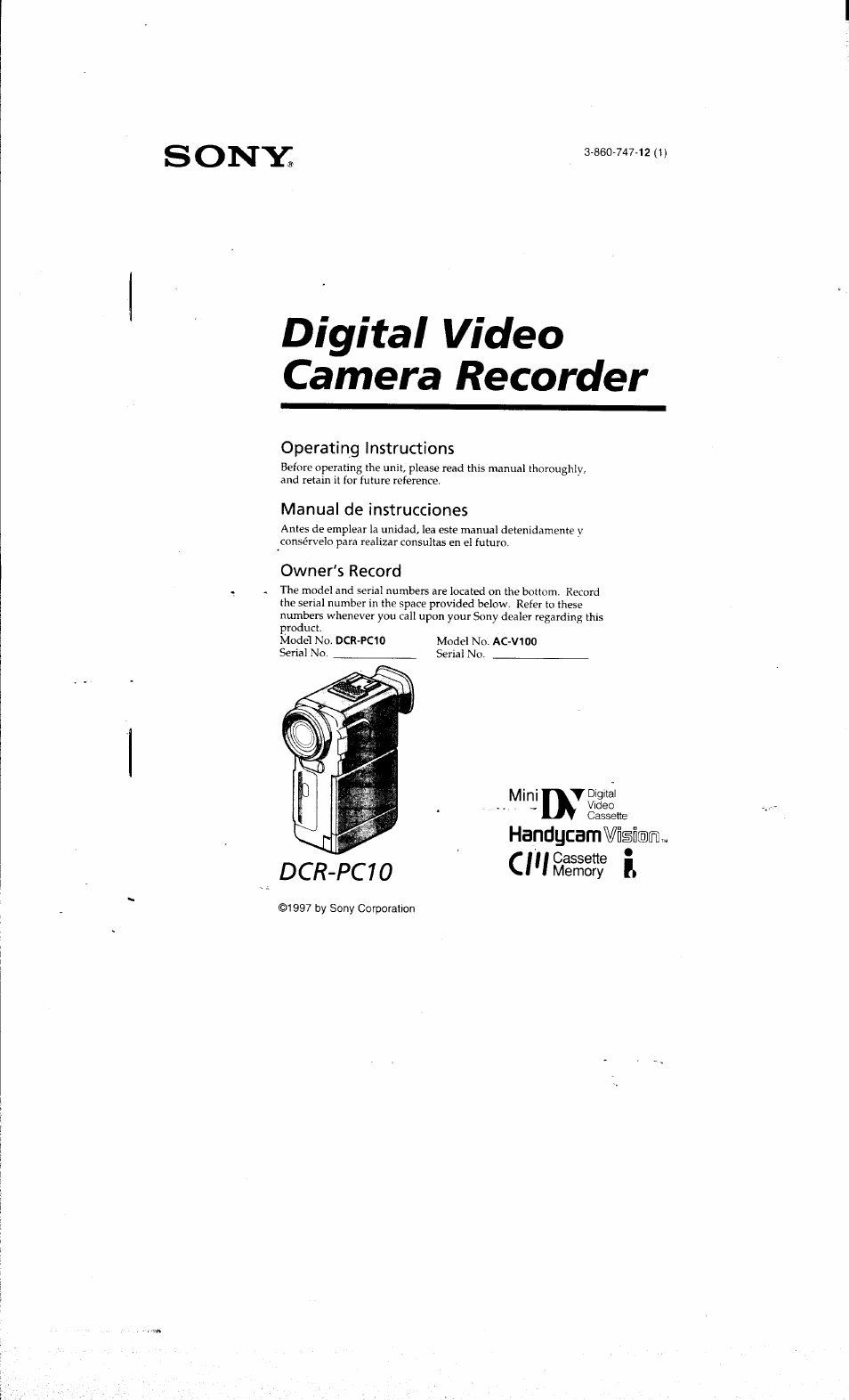 Sony DCR-PC10 User Manual | 122 pages