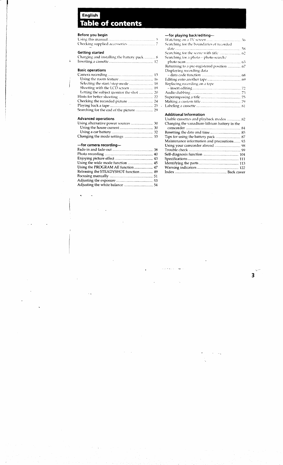 Sony DCR-PC10 User Manual | Page 3 / 122