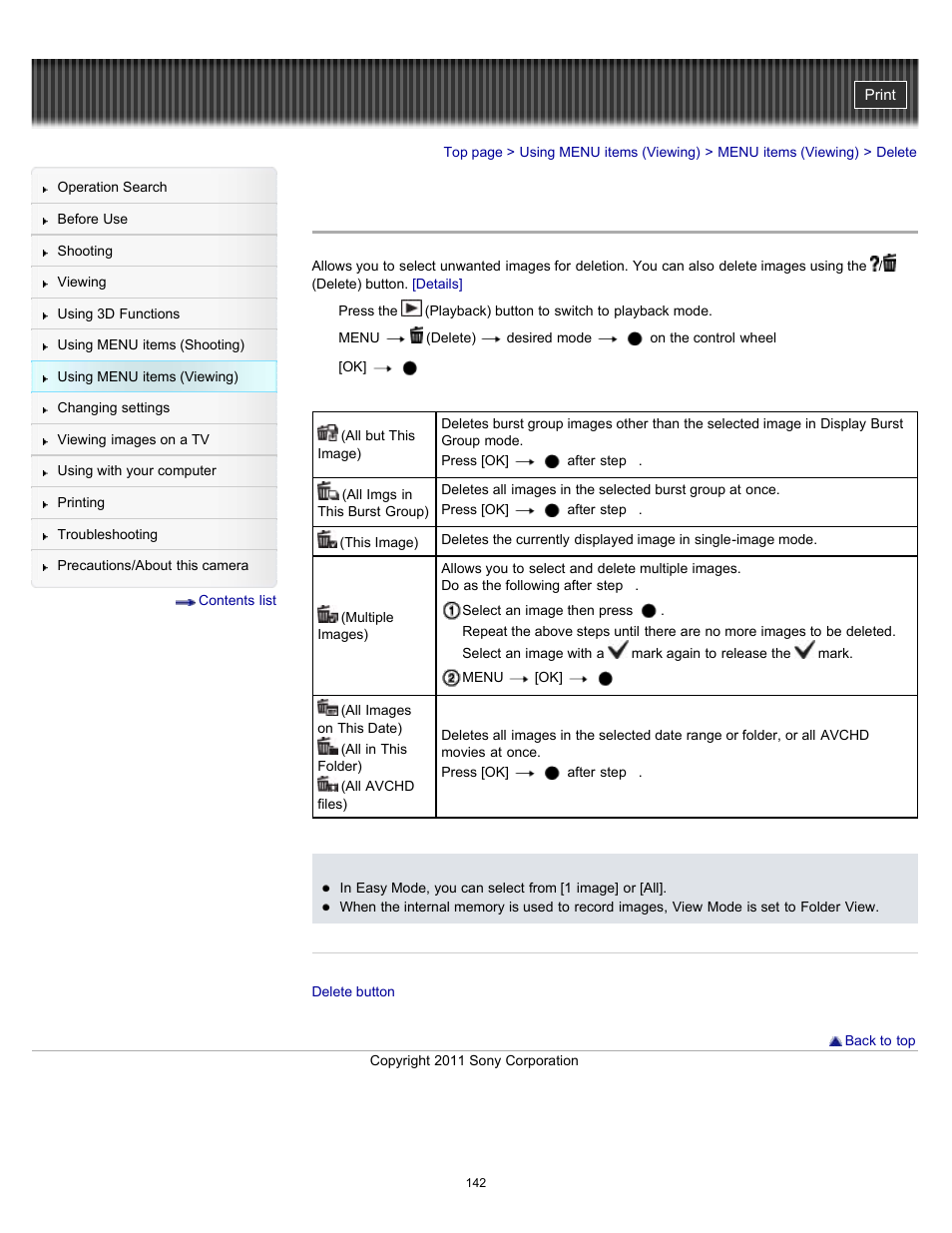 Delete, Details | Sony DSC-WX9 User Manual | Page 142 / 252