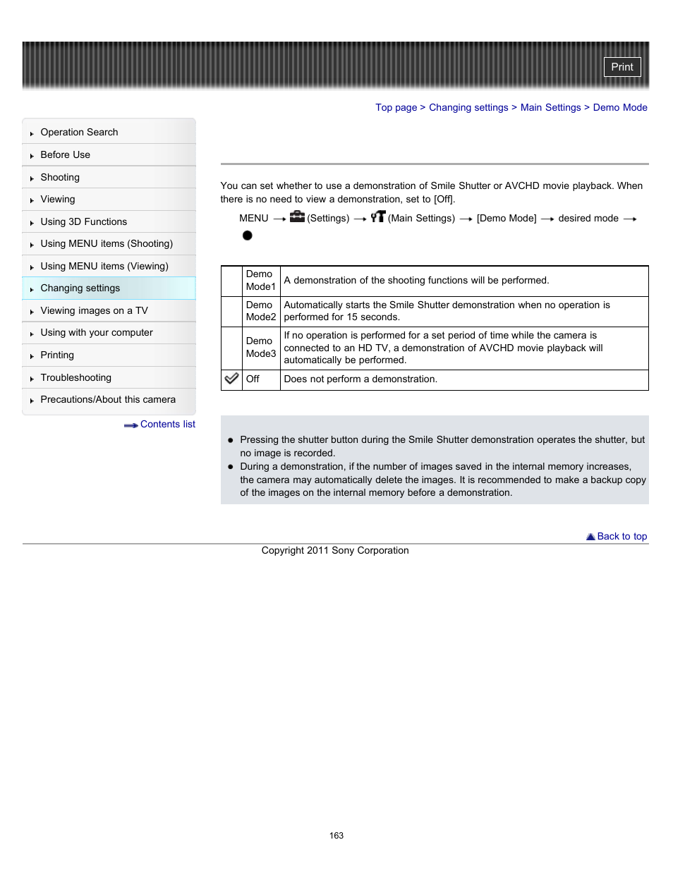 Demo mode | Sony DSC-WX9 User Manual | Page 163 / 252