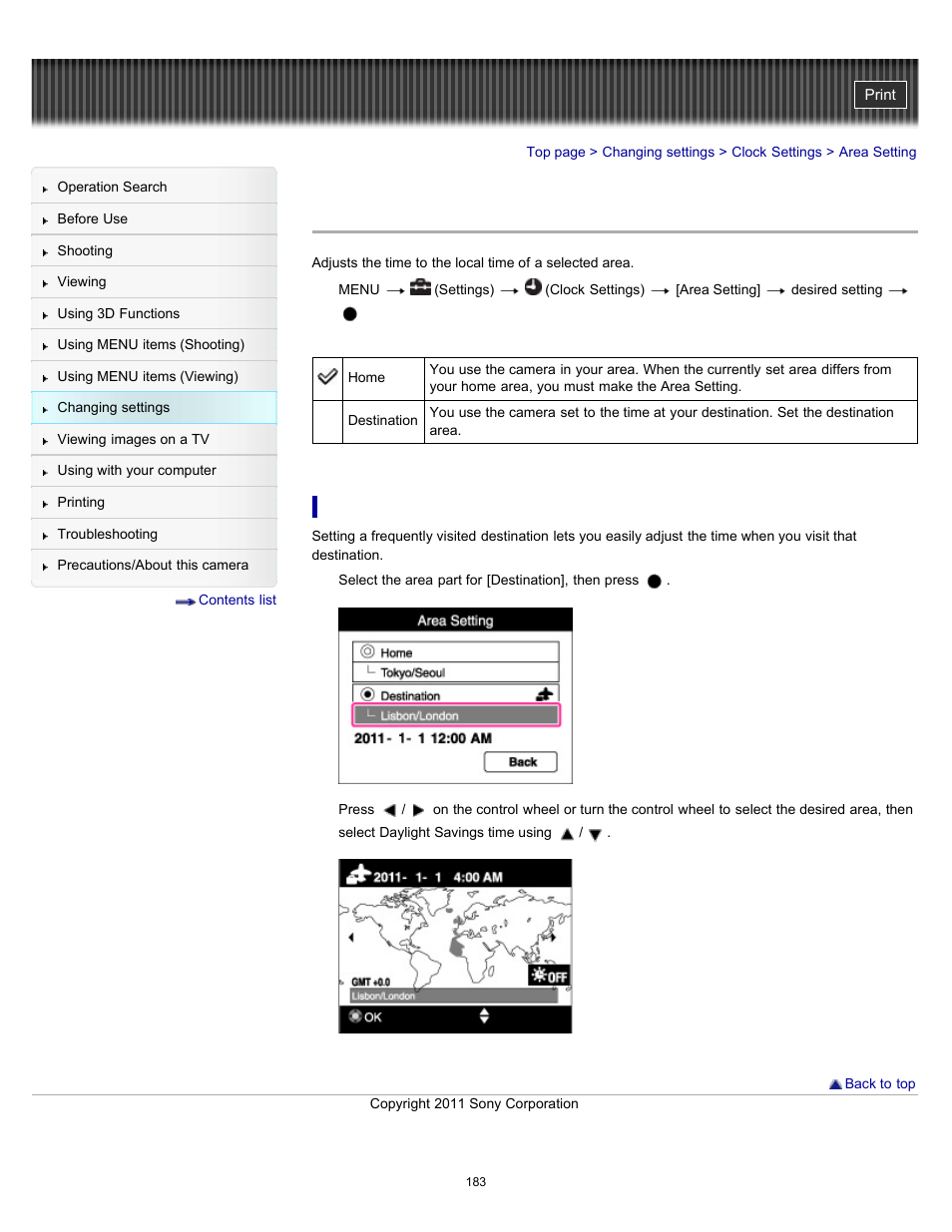 Area setting | Sony DSC-WX9 User Manual | Page 183 / 252