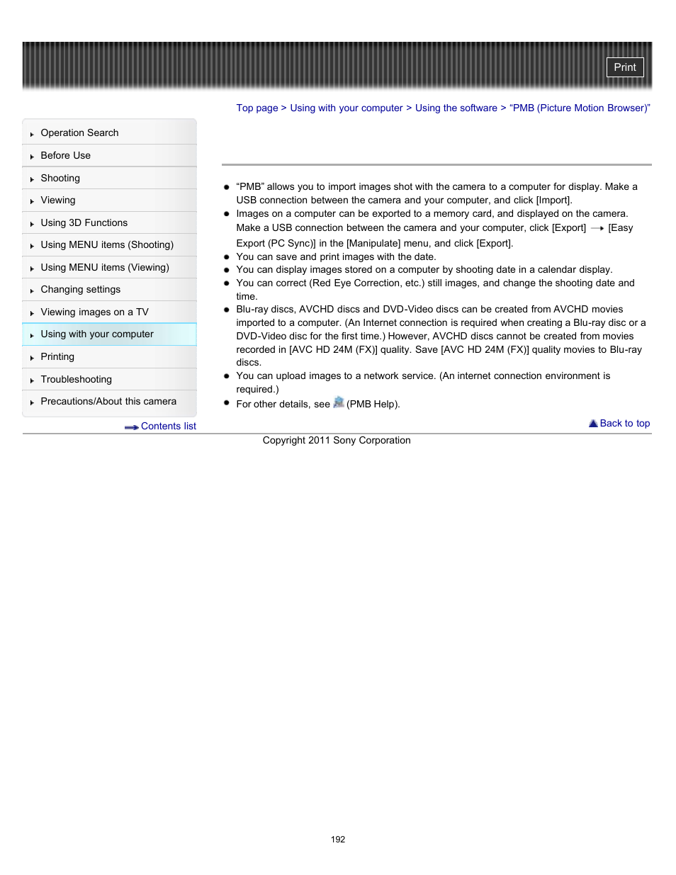 Pmb (picture motion browser), Details | Sony DSC-WX9 User Manual | Page 192 / 252