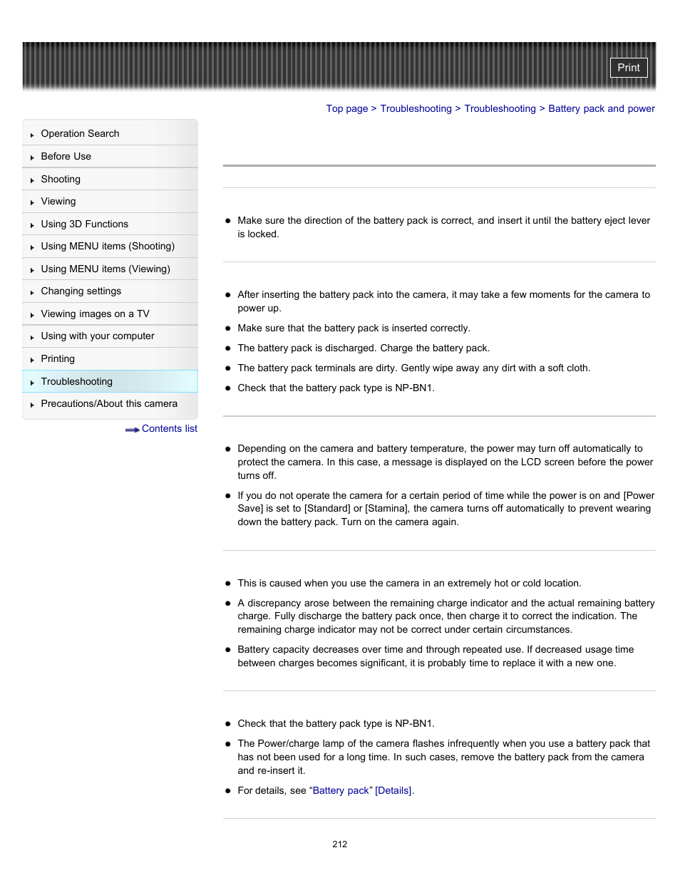 Battery pack and power | Sony DSC-WX9 User Manual | Page 212 / 252