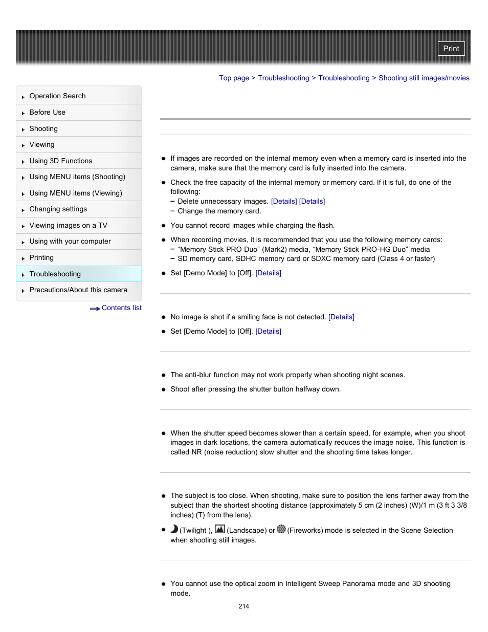 Shooting still images/movies | Sony DSC-WX9 User Manual | Page 214 / 252