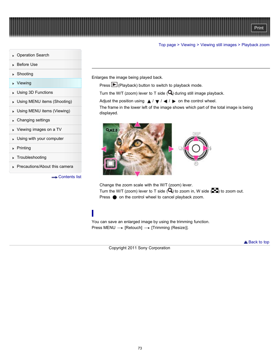 Playback zoom | Sony DSC-WX9 User Manual | Page 73 / 252