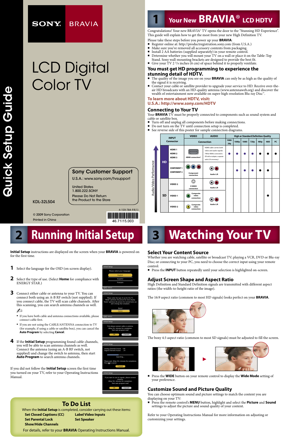 Sony KDL-32L504 User Manual | 2 pages