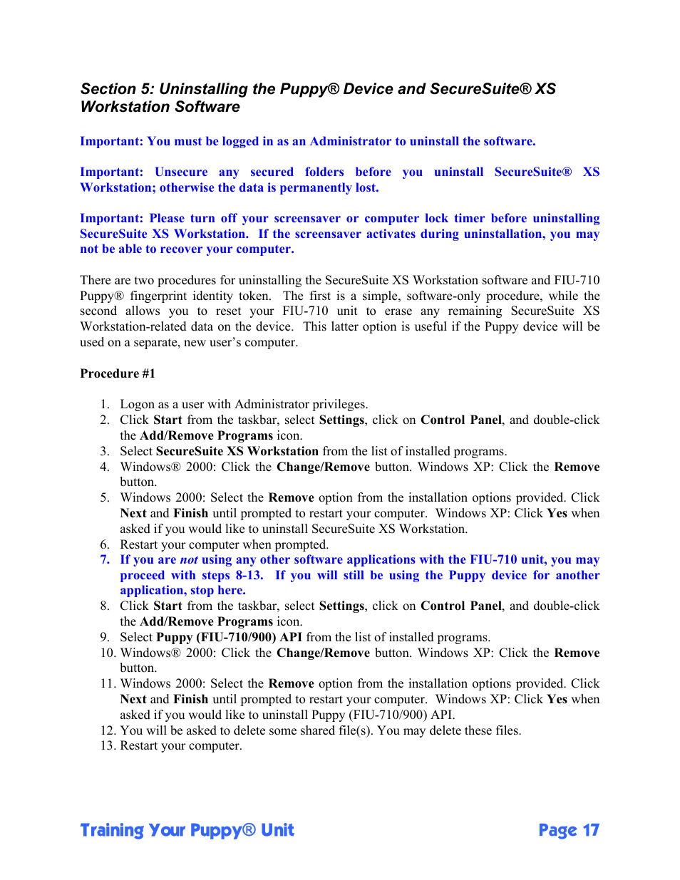 Training your puppy® unit page 17 | Sony FIU-710 User Manual | Page 17 / 24