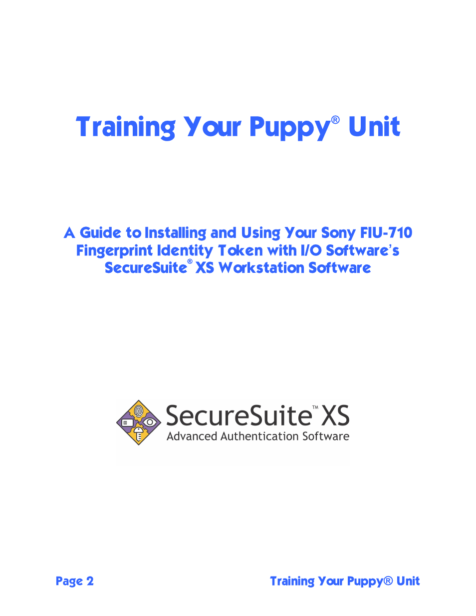 Training your puppy, Unit | Sony FIU-710 User Manual | Page 2 / 24
