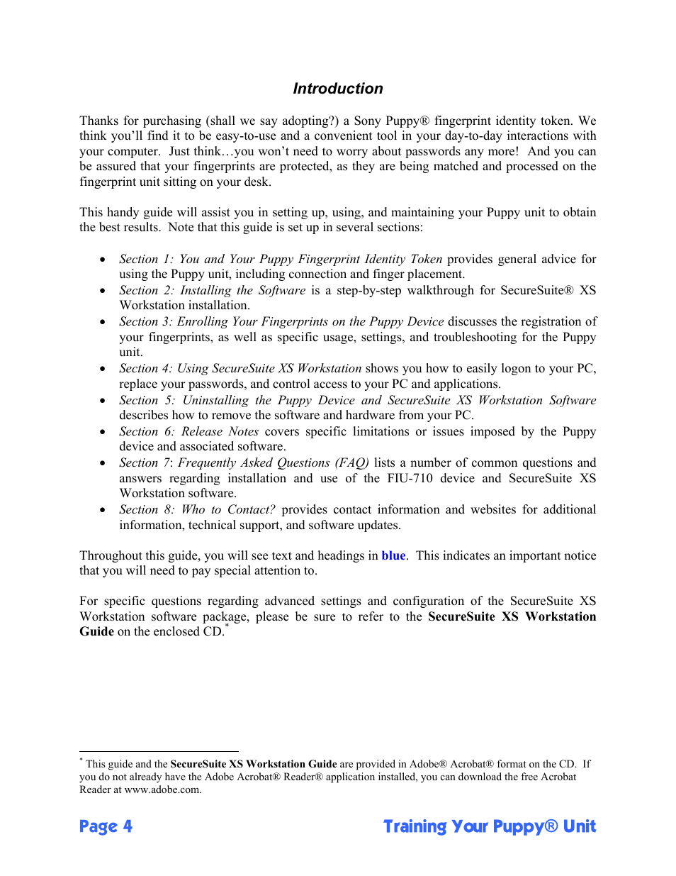 Page 4 training your puppy® unit | Sony FIU-710 User Manual | Page 4 / 24
