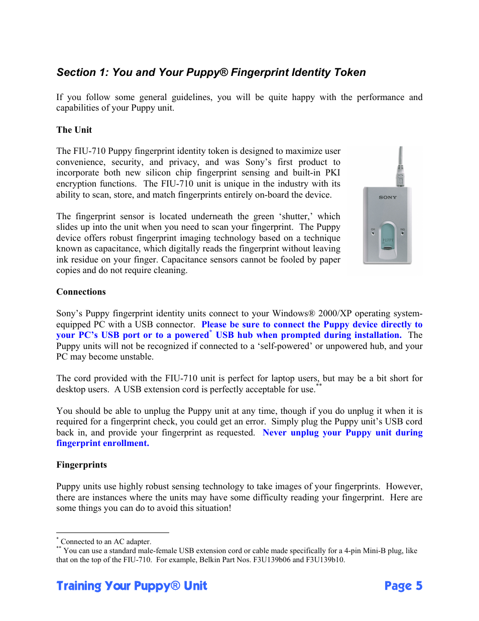 Training your puppy® unit page 5 | Sony FIU-710 User Manual | Page 5 / 24
